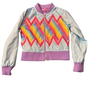 Jojos Closet Rainbow Chevron Bomber Jacket Girla 4/5 XS